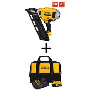 20V MAX XR Lithium-Ion 30 Degree Cordless Brushless 2-Speed Framing Nailer, (1) 5.0Ah Battery, Charger, and Bag