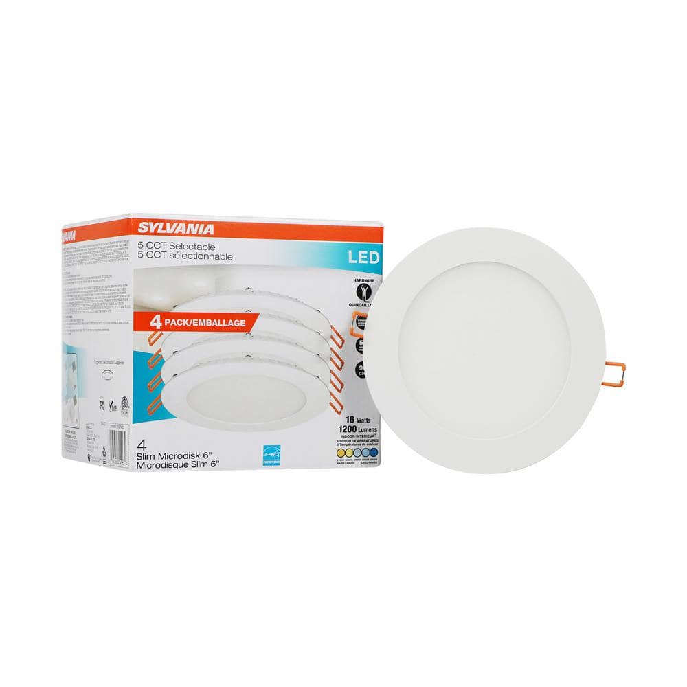 White LED 6" Slim Microdisk Recessed Downlight 4-Pack
