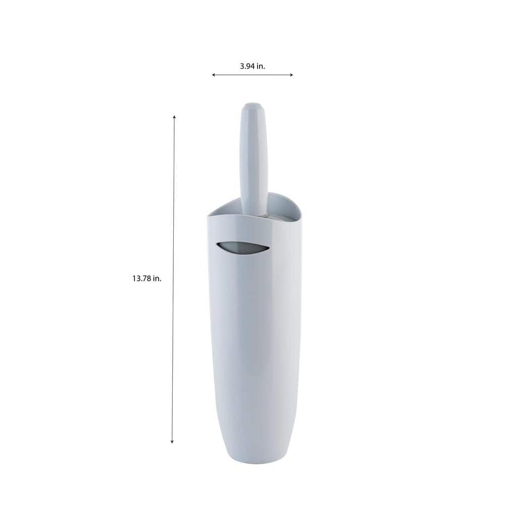 White Plastic Contour Toilet Brush and Holder