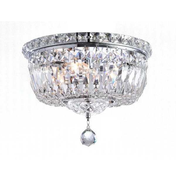 GREENVILLE SIGNATURE Perros 12 in. 3-Light Chrome Flush Mount with No Bulbs Included