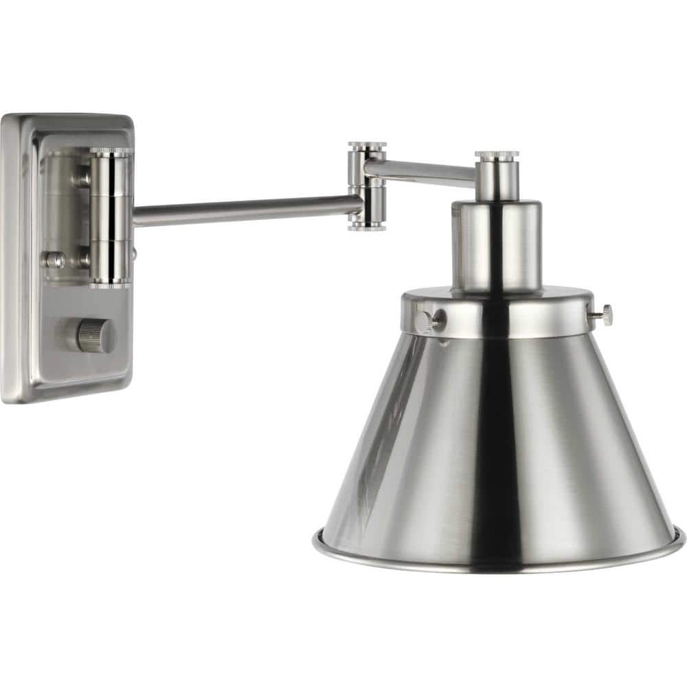 Hinton Collection 1-Light Brushed Nickel Swing Arm Adjustable Coastal Farmhouse Wall Light Sconce price history on PriceWatchPro