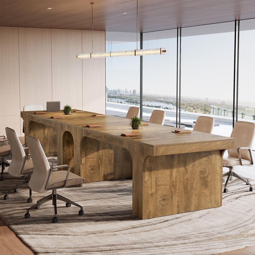 Moronia 70.9 in. Brown Conference Table, Rectangular Wood Computer Desk with Stable Sled Legs for Meeting Room, 2PC price history on PriceWatchPro