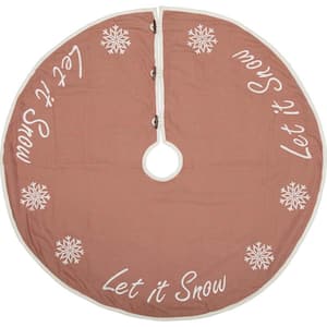 48 in. Let It Snow Apple Red Farmhouse Christmas Decor Tree Skirt