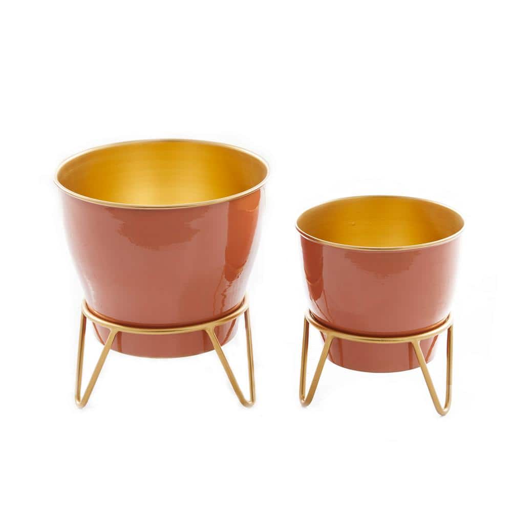 Novogratz Pink Metal Planter Set with Stands, Medium
