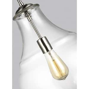 Zola 1-Light Satin Nickel Pendant with Clear Glass Shade