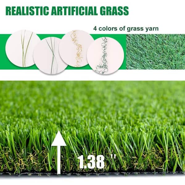 LITA Premium Deluxe 1.38 in. Pile Height 13 ft. W x Cut to Length Green Artificial Grass Turf