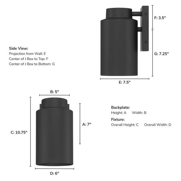 Hunter Fan Company - Hunter Kennicott Matte Black Cylinder Outdoor Lighting for Foyer / Entry Way