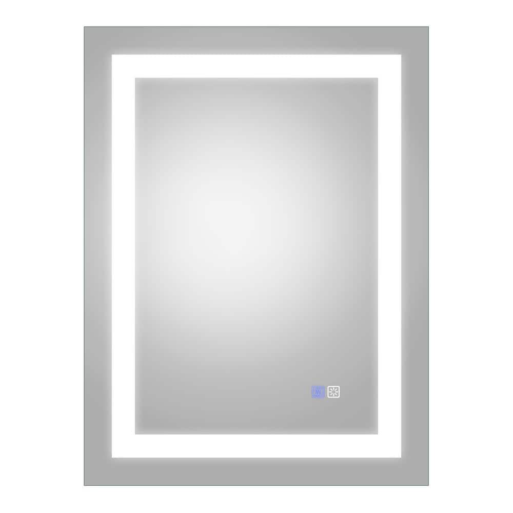 32 in. W x 24 in. H Rectangular Framed Wall Bathroom Vanity Mirror in Gray 