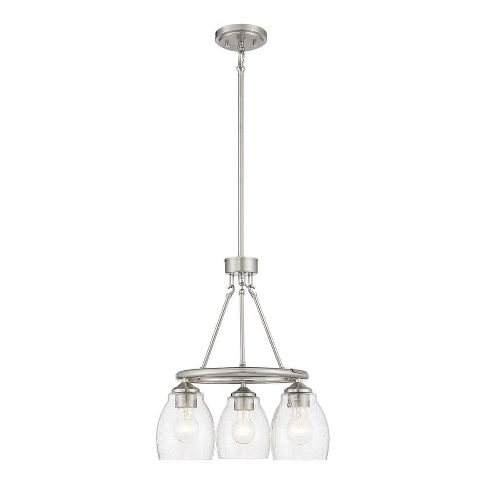 Winsley Brushed Nickel 3-Light Chandelier with Clear Seeded Glass