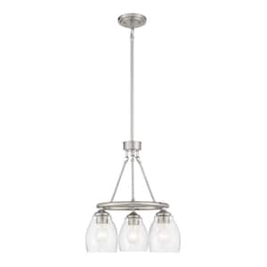 Winsley 3-Light Brushed Nickel Candle Style Chandelier with Clear Seeded Glass Shades