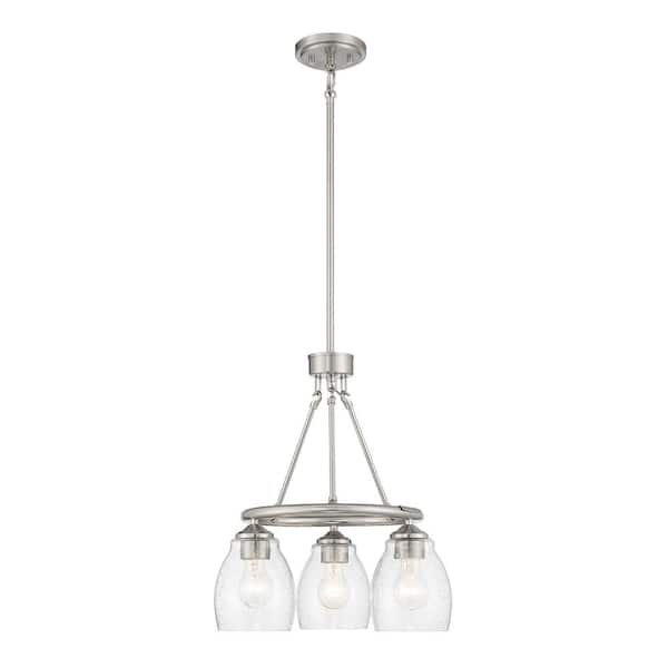 Minka Lavery Winsley 3-Light Brushed Nickel Candle Style Chandelier with Clear Seeded Glass Shades