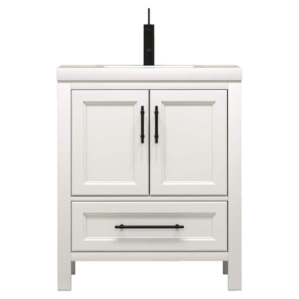 VIV 30 in. W x 20 in. D x 35 in. H Single Sink Freestanding Bath Vanity in White with White Acrylic Top