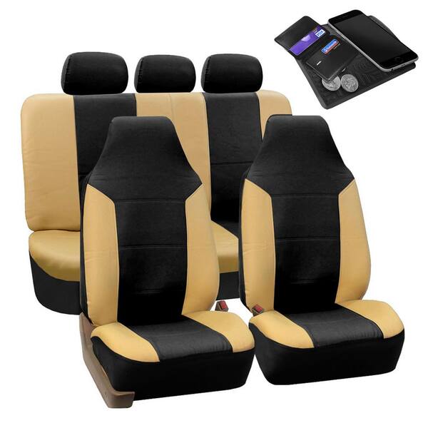 Fh Group Pu Leather 47 In X 23 1 Royal Full Set Seat Covers Dmpu103bgblk115 The Home Depot - Car Seat Cover Set Leather