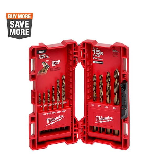 Milwaukee Cobalt Red Helix Drill Bit Set For Drill Drivers (15-Piece ...