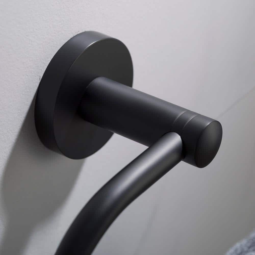 Matte Black Modern Wall Mounted Towel Ring
