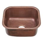 Sisley Pro Undermount Copper 19 in. Single Bowl Prep Sink in Hammered Antique Copper