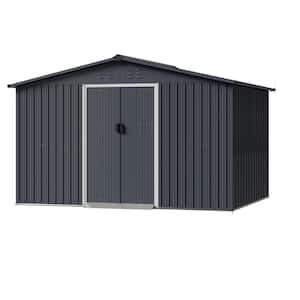 Professional Install 10 ft. W x 12 ft. D Metal Storage Shed in Gray with Lockable Sliding Doors (120 sq. ft.)