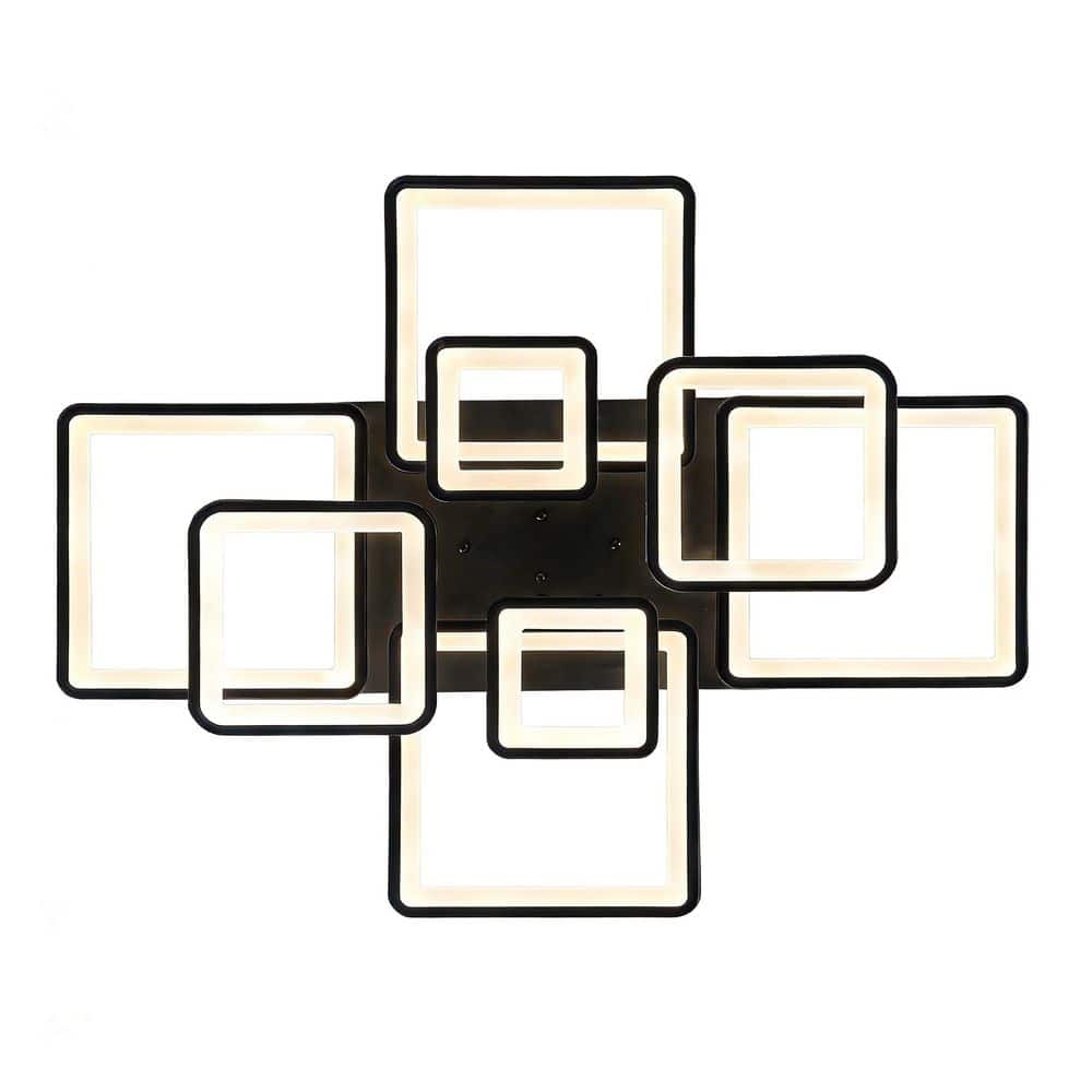 39.4 in. Dimmable LED Chandelier Black Flush Mount Ceiling Light, Remote Control Acrylic Ring Ceiling Lamp Fixture price history on PriceWatchPro