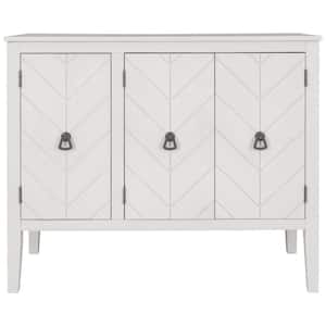 Cream White Accent Storage Wooden Cabinet with Adjustable-Shelf, Antique Modern Sideboard