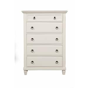Winchester 5-Drawer White Chest 50 in. H x 38 in. W x 18 in. D
