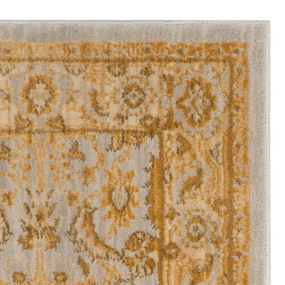Light Blue and Gold Rectangular Synthetic Area Rug