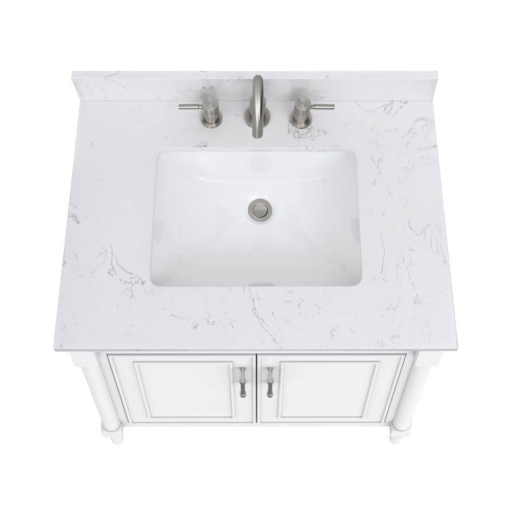 Bristol 31'' White Single Bathroom Vanity with Marble Top