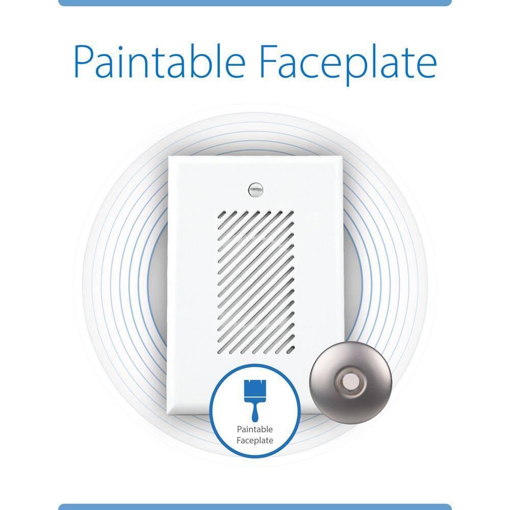 White Plastic Single-Gang Electronic Door Chime Kit with Lighted Button