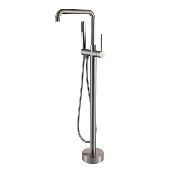 Maincraft Single-Handle Floor Mounted Freestanding Tub Faucet with Hand Shower in Brushed Nickel