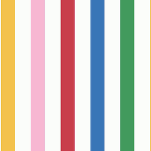 Country Critters Chunky Stripe White and Rainbow Matte Non Woven Removable Paste the Wall Wallpaper