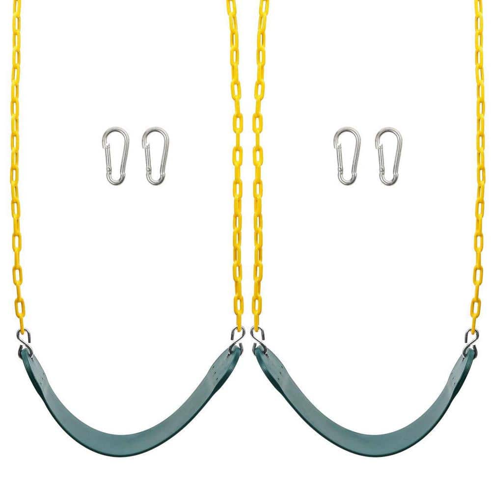 "Green Heavy-Duty Swings Seats with 66"" Chain, Playground Swing Set with Snap Hooks, Support 250 lbs. 2-Piece" price history on PriceWatchPro