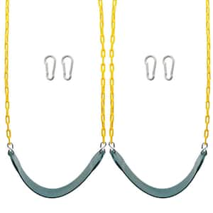 Green Heavy-Duty Swings Seats with 66" Chain, Playground Swing Set with Snap Hooks, Support 250 lbs. 2-Piece