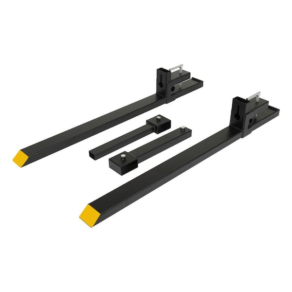 1500 lbs. 60 in. Clamp-On Pallet Forks Skid Steer Loader Bucket with Adjustable Stabilizer Ba