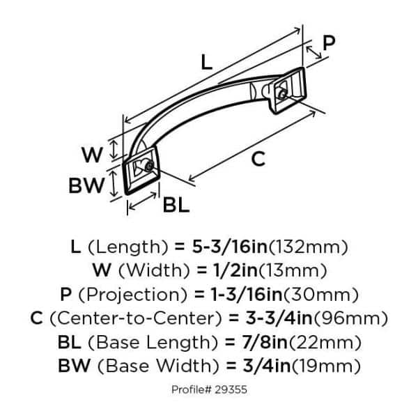 Polished Nickel 3-3/4 inch Cabinet Pull with Mounting Hardware