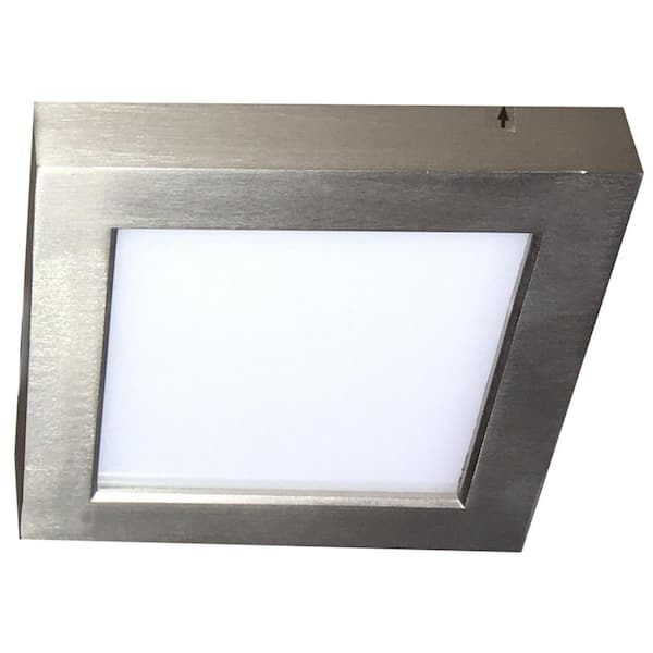 Unbranded Delia 5.75 in. 10.5-Watt Nickel LED Flush Mount with Alabaster Glass White Shade