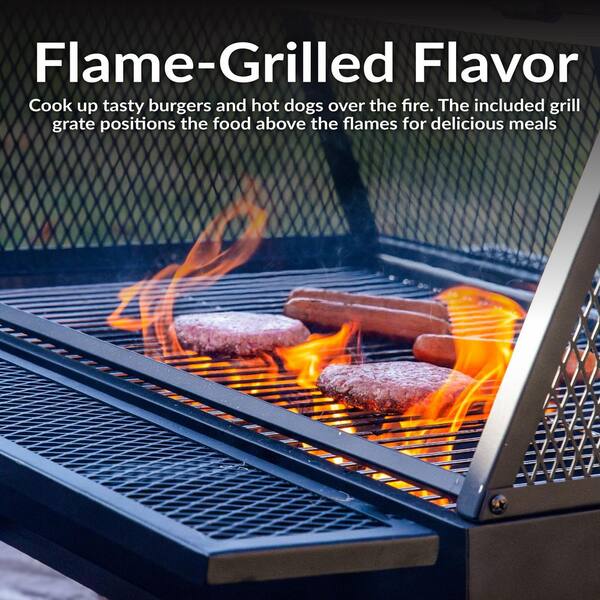 Sunnydaze Steel Grilling Fire Pit with Cooking Grate and Spark