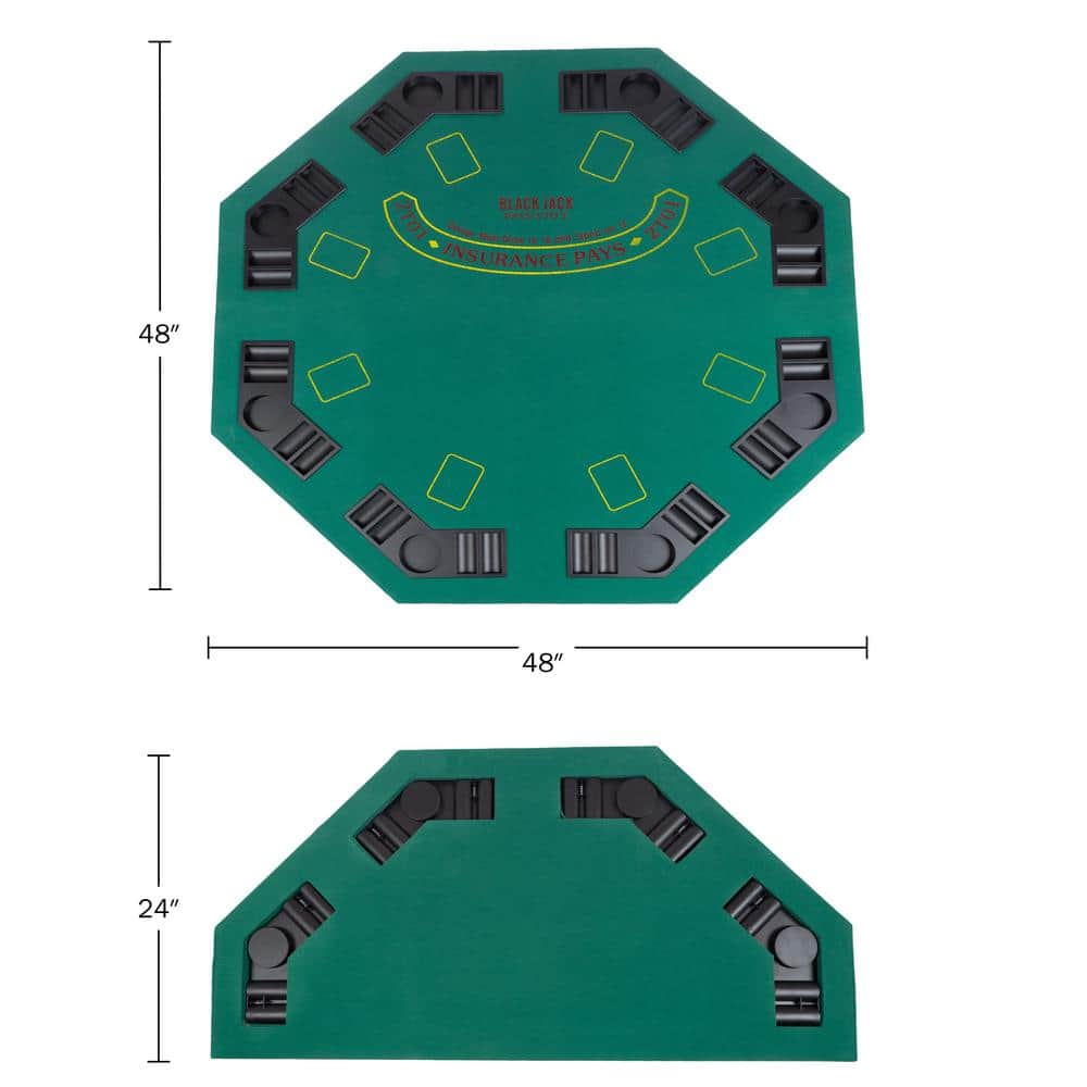 48-Inch Green Felt Foldable Poker Table Top with 500 Chips Set