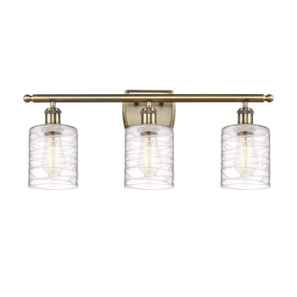 Innovations Cobbleskill 26 in. 3Light Antique Brass Vanity Light with