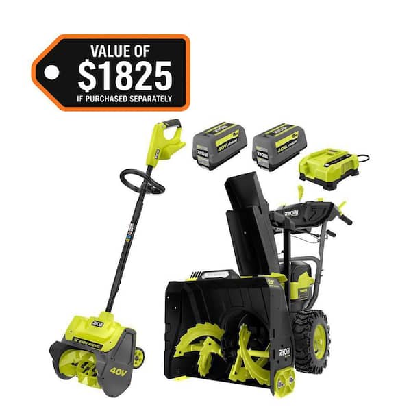 40V HP Brushless 22 in. 2-Stage Cordless Self-Propelled Snow Blower w/ 12 in. Snow Shovel, (2) 8 Ah Batteries, & Charger