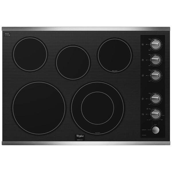 Whirlpool Gold 30 in. Radiant Electric Cooktop in Stainless Steel with 5 Elements Including AccuSimmer Element