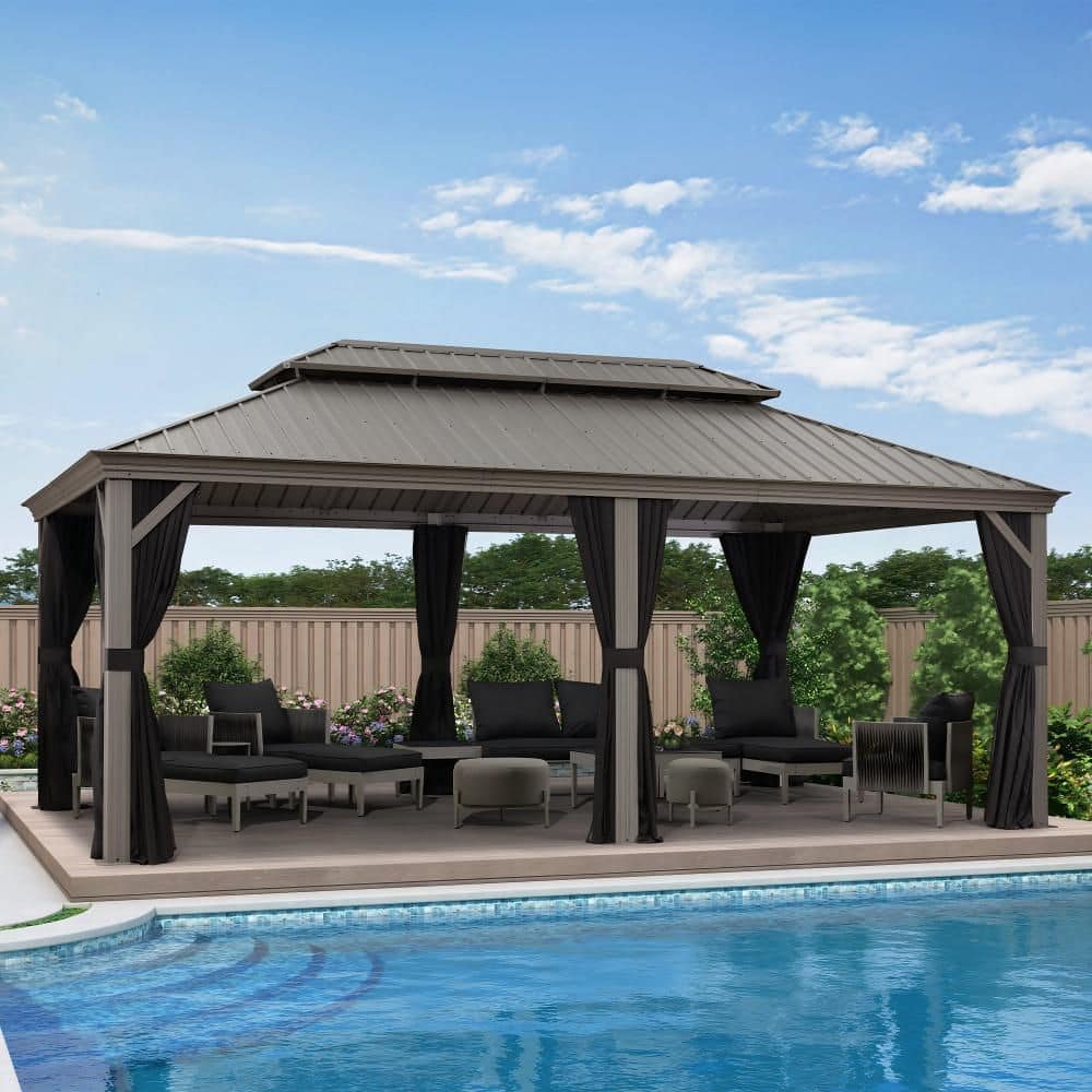PURPLE LEAF 12 ft. x 20 ft. Luxury Aluminum Hardtop Gazebo Canopy