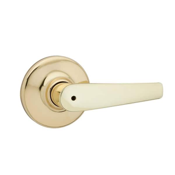 Kwikset Delta Polished Brass Bed/Bath Door Handle with Lock 300DL
