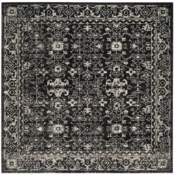 SAFAVIEH Evoke Charcoal/Ivory 7 ft. x 7 ft. Square Border Area Rug
