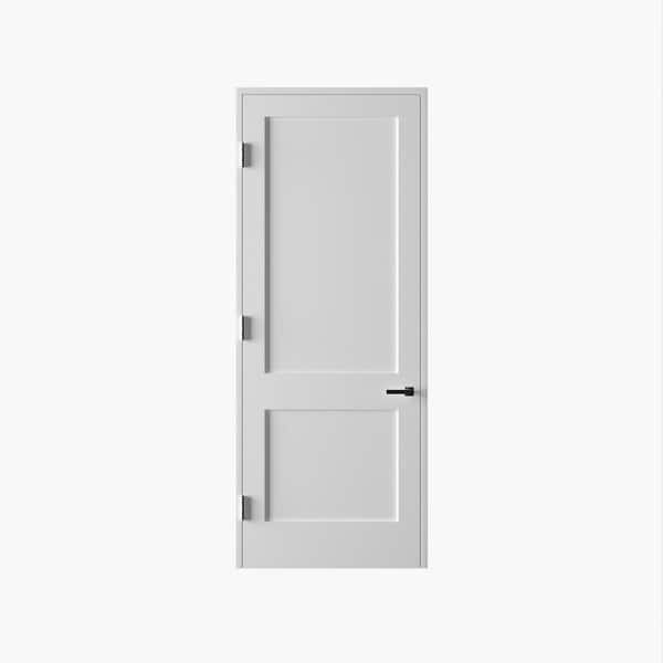 34 in. x 96 in. Right-Handed Solid Core Primed White Composite Single Prehung Interior Door Satin Nickel Hinges