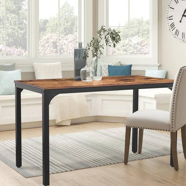 Veikous Industrial Brown Dining Tables, Using A Desk As Dining Table