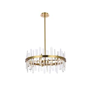 Timeless Home 25 in. 14-Light Satin Gold Pendant Light