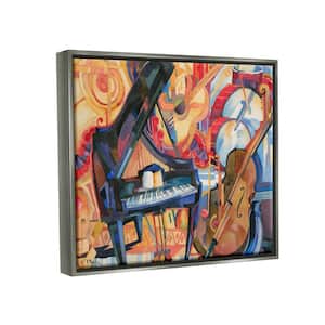 Big City Music Piano Cubism Design by Paul Brent Floater Frame Abstract Art Print 31 in. x 25 in.