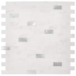 Small White and Silver Aluminum Subway 10.78 in. x 10.7 in. Metal Peel and Stick Tile (6.41 sq. ft./8-Pack)