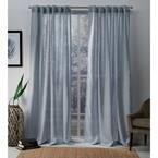 Bella Melrose Blue Solid Polyester 54 in. W x 84 in. L Hidden Tab Top Sheer Curtain Panel (Set of 2)