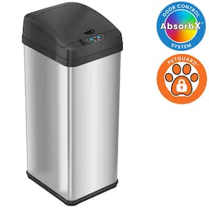 13 Gal. Pet-Proof Lid Touchless Sensor Trash Can with AbsorbX Odor Filter System, Stainless Steel, Wide Lid Opening
