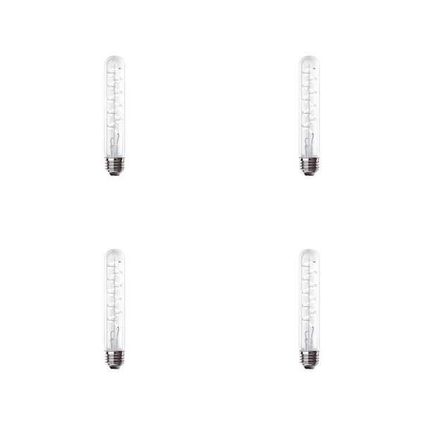 Feit Electric 40-Watt Equivalent T10 Dimmable Spiral Filament Large Clear Glass E26 Vintage Edison LED Light Bulb, Daylight (4-Pack)